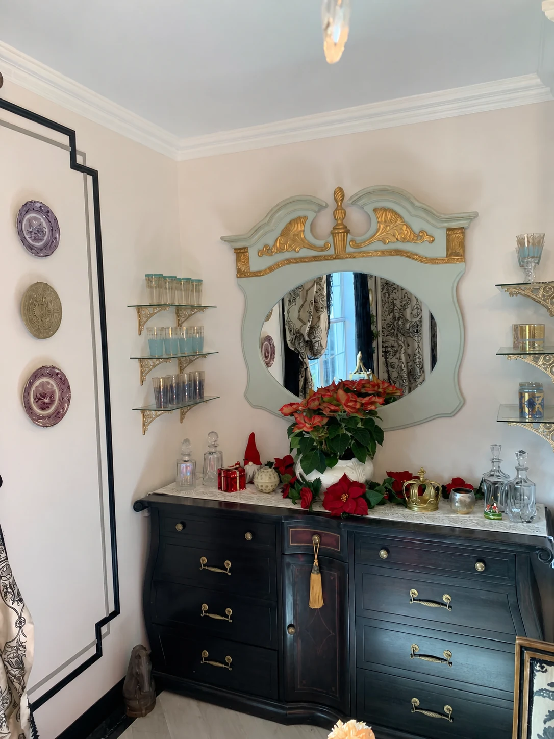 Restored sideboard installed in the formal dining room